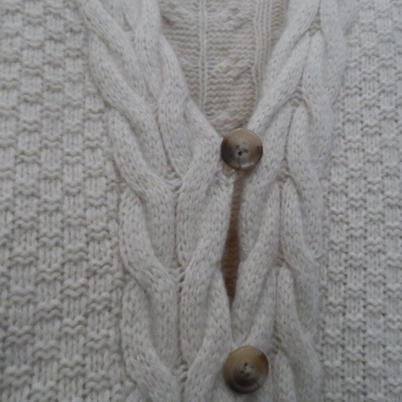 Eddie Bauer Cream Wool Cardigan with Textured Knit - Picture 6 of 12